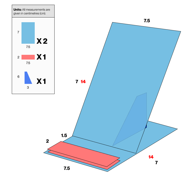 Second prototype design and dimensions.