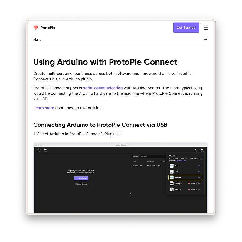 research on protopie and arduino connection